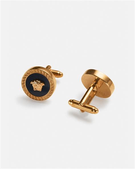 versace cufflinks black|Versace medusa cufflinks.